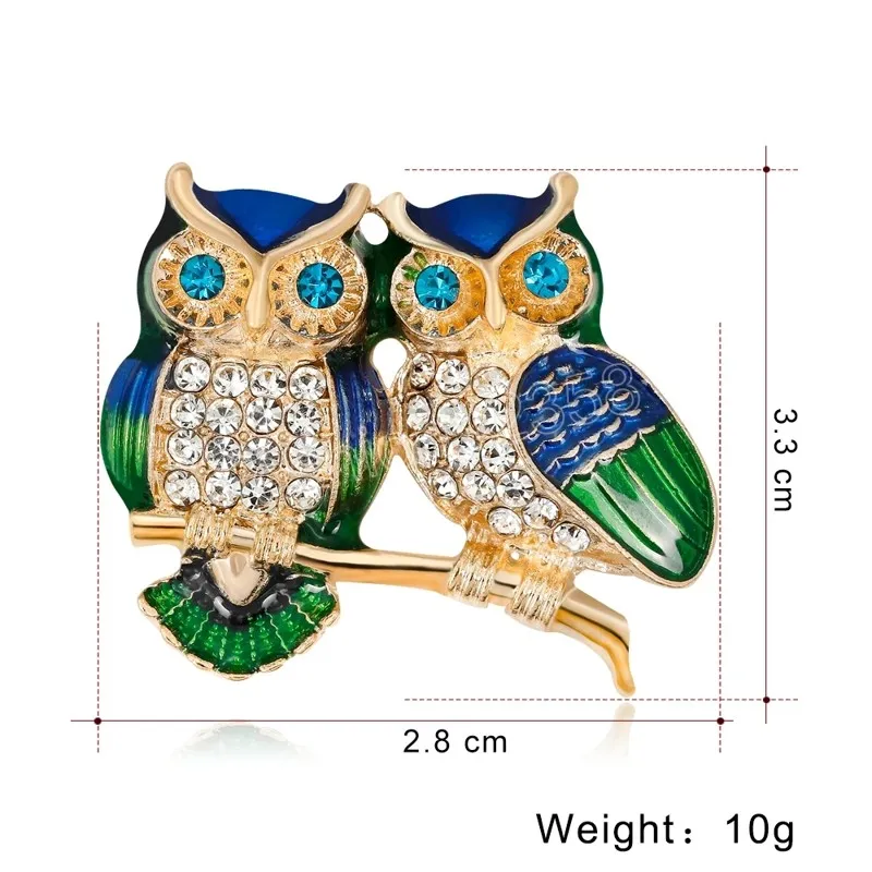 Twee Uil Broches voor Vrouwen Dieren Broche Pin Boeket Vintage Bruiloft Hijab Sjaal Pin Up Gesp Femininos Broches Kraag Sieraden