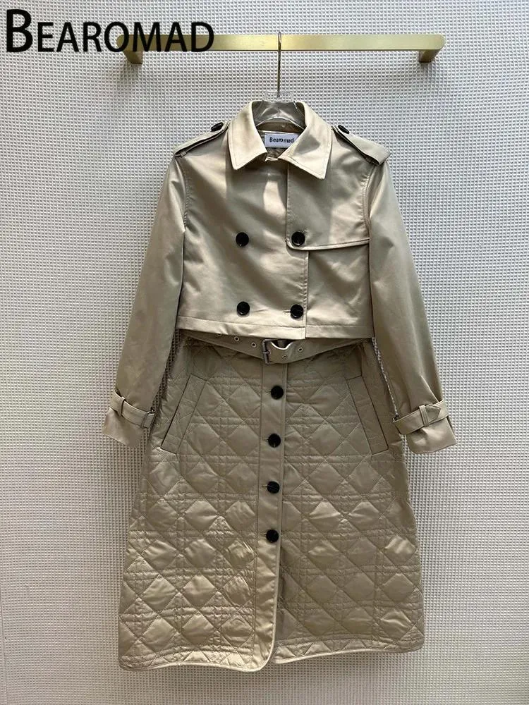 Kostymer Bearomad Autumn Fashion Vintage Champagne Color Two Piece Set Women Lapel Jacket Coat + ärmlösa Sashes Single Breasted Dress