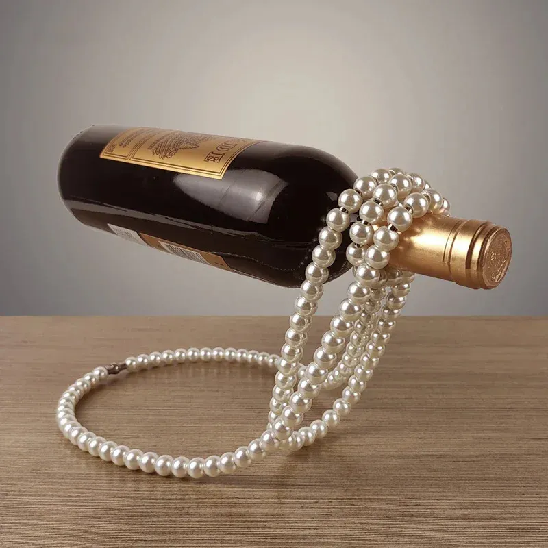 Porte-bouteille de vin flottant créatif, support de collier de perles, bouteille de Champagne suspendue, ornements d'armoire, artisanat de Bar 240104