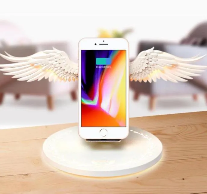 10W Fast Wireless Charging Dock Angel Wing Charger Holder Suporte para iPhone Huawei Samsung7858368