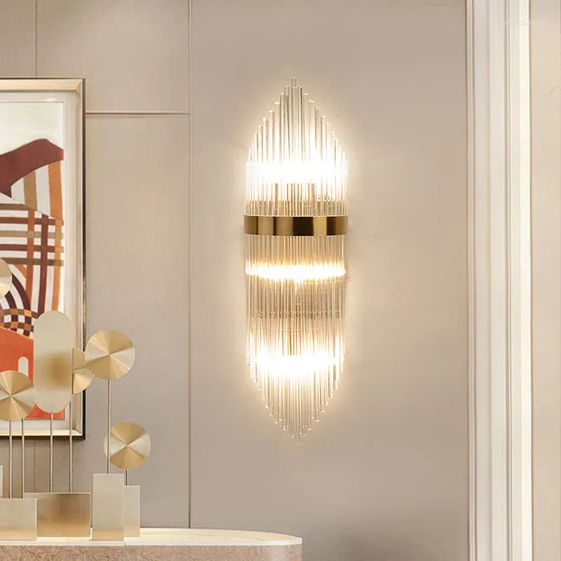 Lampes murales Gold Crystal Light Sconce Éclairage Lampe LED Moderne Pour Chambre Salle De Bain Salon