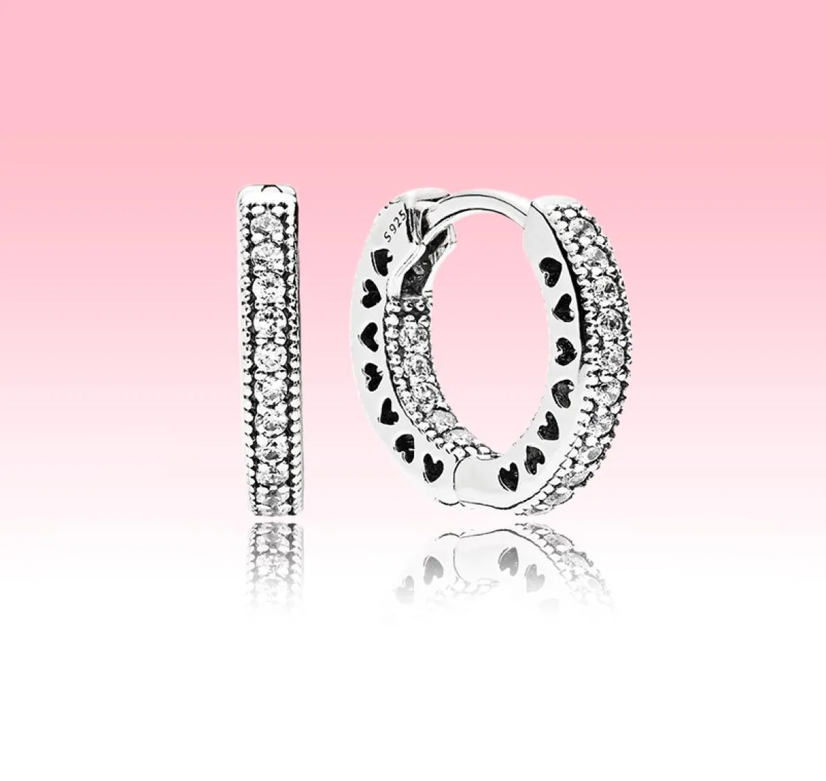 REAL 925 Sterling Silver Cz Diamond Hoop Earring med originallåda för kvinnor av hög kvalitet smyckörhängen set4091862