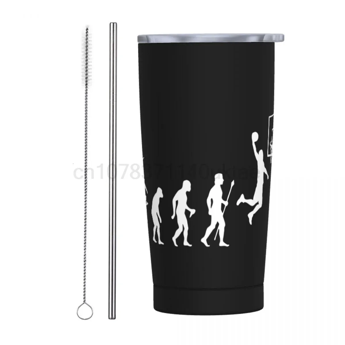 Geboren, um Basketball zu spielen, Evolution, lustiger T-Shirt-Becher, vakuumisolierter Thermobecher, Isolierflasche, Autobecher, Kaltgetränk, 590 ml, 240104