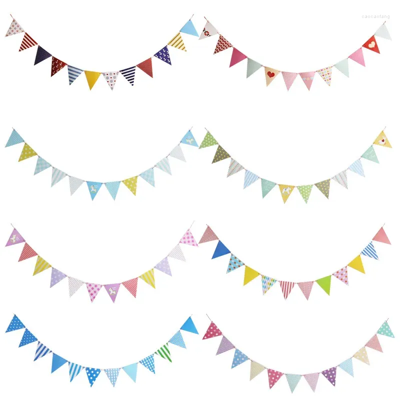 Party Decoration 12 Flags 16cm Garlands Birthday Bunting Banners Pennant Baby Shower Wedding Valentine's Day Supplies