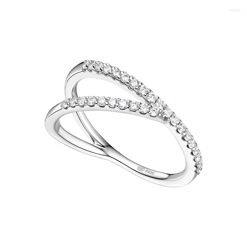 클러스터 반지 Sljely Fashion Solid 925 Sterling Silver Simple y 자형 손가락 반지 마이크로 포장 지르콘 여성 결혼식 파티 브랜드 보석