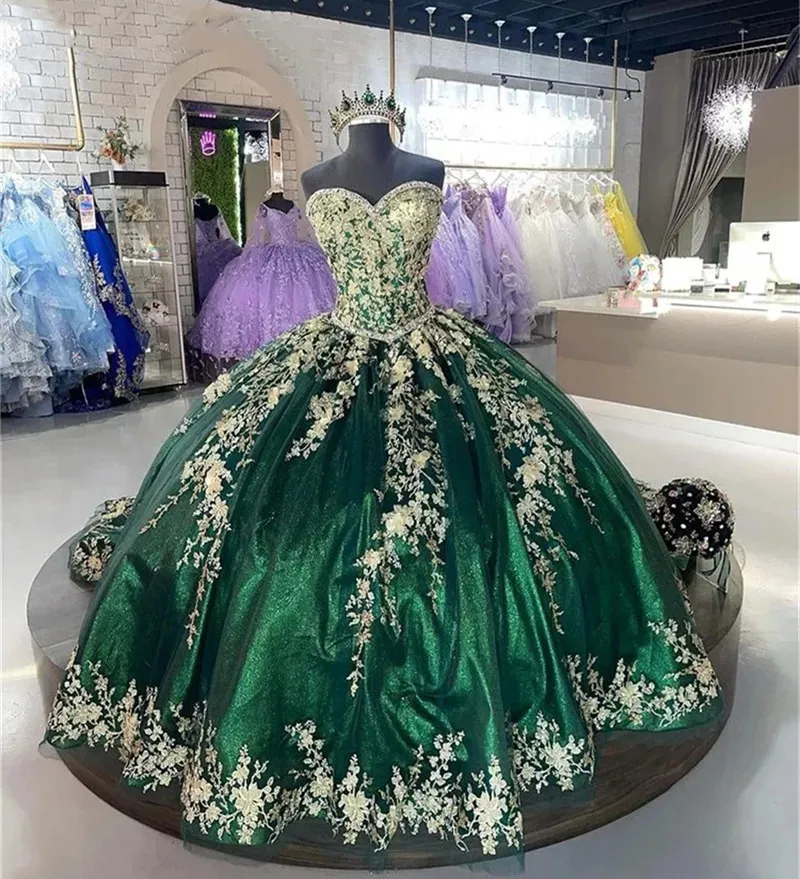 emerald green shiny dress Marleni Embellished Strapless Gown in Emerald Green main image 1