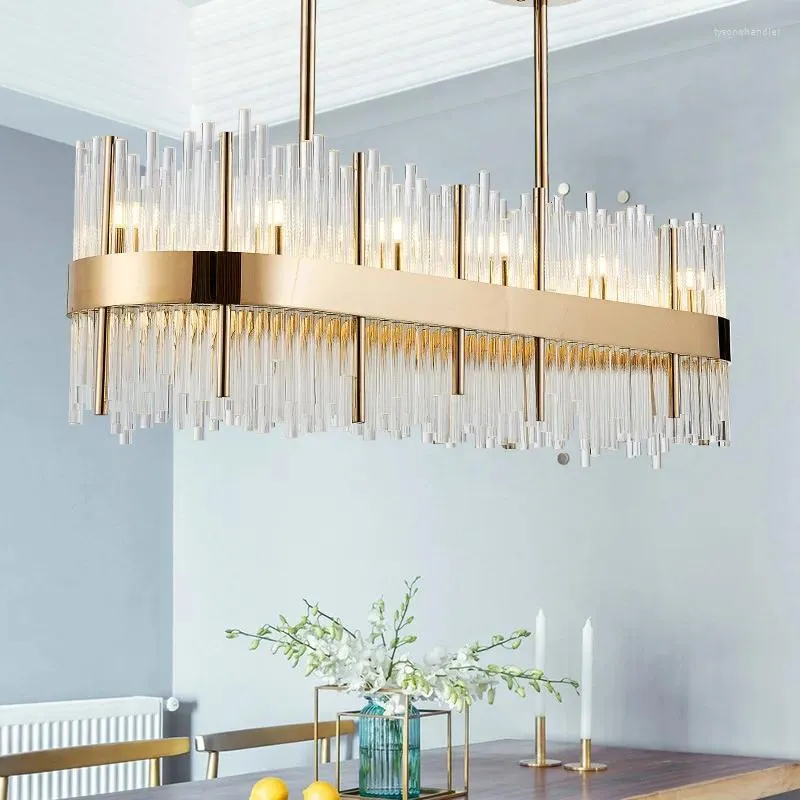 Hängslampor postmodern glas rektangulär ljuskrona kreativ design restaurang bar