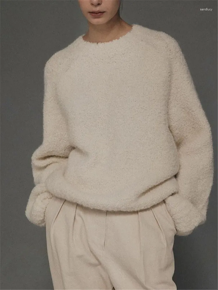 Kadın Sweaters Sonbahar Kış Kadınlar O yakalı Sweater Uzun Kollu Basit Bayanlar Örgü Üst veya Yelek Kat
