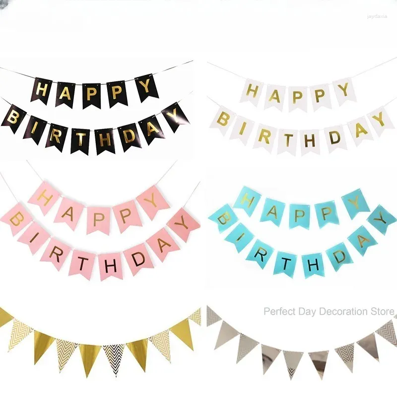 Party Decoration Multi Themes Happy Birthday Banner Baby Shower Decorations Po Booth Bunting Garland Flags