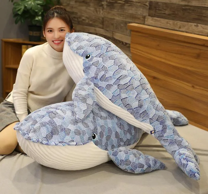 Giant Humpback Whale Plush Large Blue Whale Stuffed Animals Fluffy Hugging Whale Plushie Pillow Toy Cuddlekins5716406