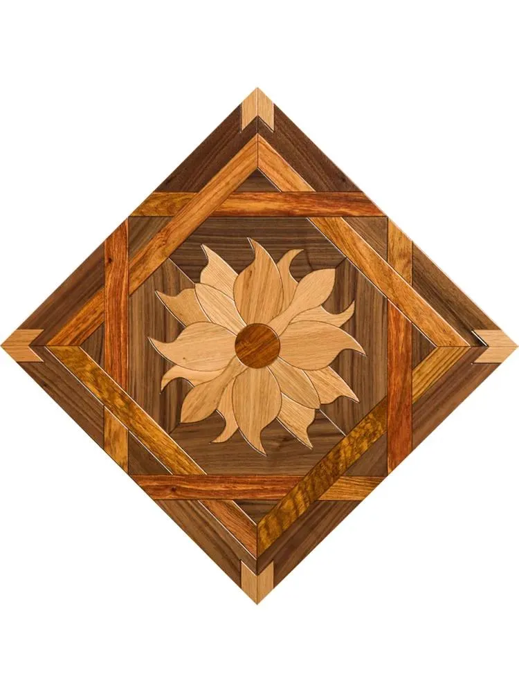 Pavimentazione Motivo floreale in noce americano art parquet pavimenti in legno medaglione intarsio bordo intarsio moquette rivestimento pareti tappeti lavorazione del legno così