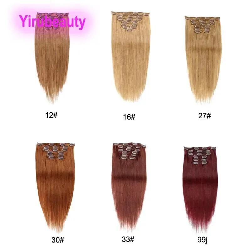Extensions Peruvian 100% Virgin Human Hair Straight Clip In Hair Extensions 12# 16# 27# 33# 99j Remy Clip On Silky Straight 1424inch 70g 100
