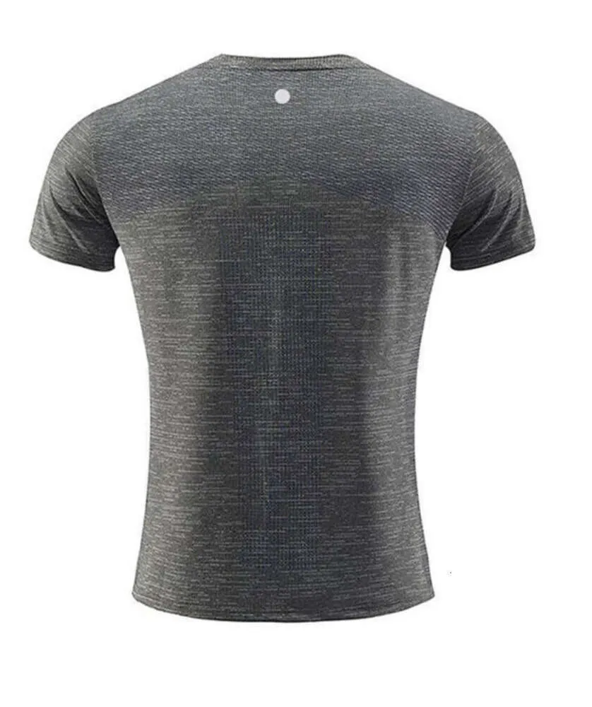 LU LU L Designer absorvente e respirável LL limões Camisas masculinas ao ar livre Nova Fitness Gym Futebol Malha Voltar Esportes Camiseta de secagem rápida Skinny Masculino lu-lu Lululemen Men