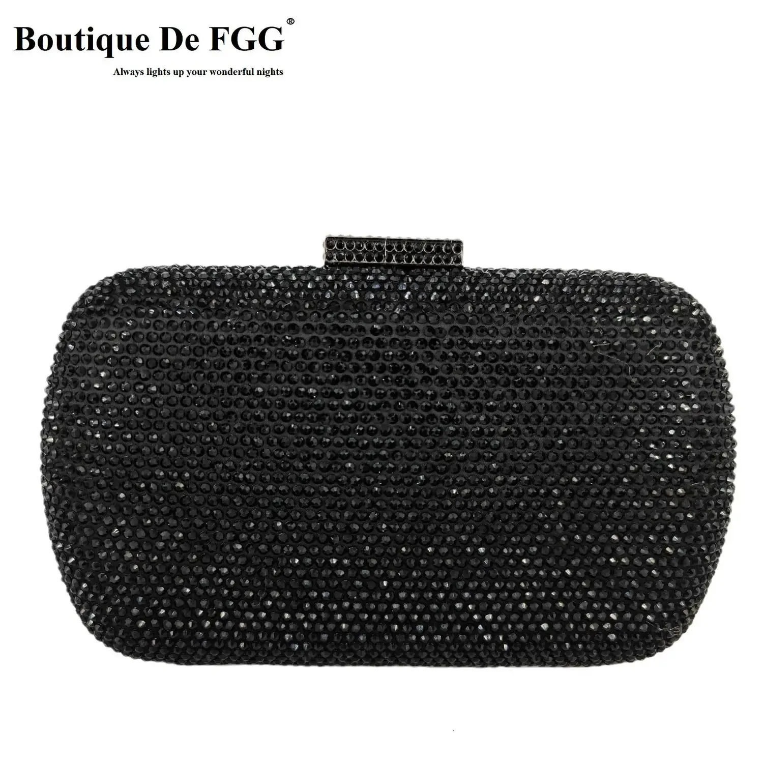 Boutique De FGG Borse da sera nere e pochette per le donne Borse da cerimonia per feste formali con strass Pochette da sposa da sposa 240104