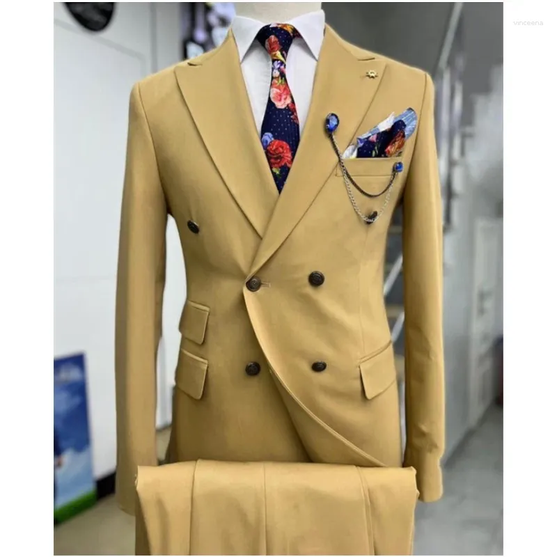 Herrdräkter yrke kostym jacka affärs blazer 2 stycken byxor avslappnad för bröllop design mode butik
