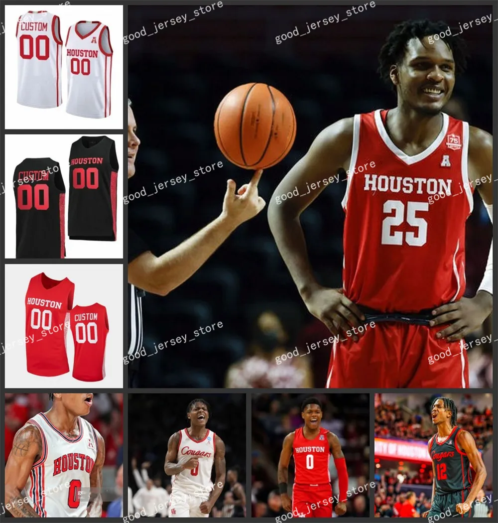 Houston Cougars Basketball Jersey Damyean Dotson Otis Birdsong Quentin Grimes Marcus Sasser Jarace Walker Jamal Shead Syched Custom Houston Jerseys