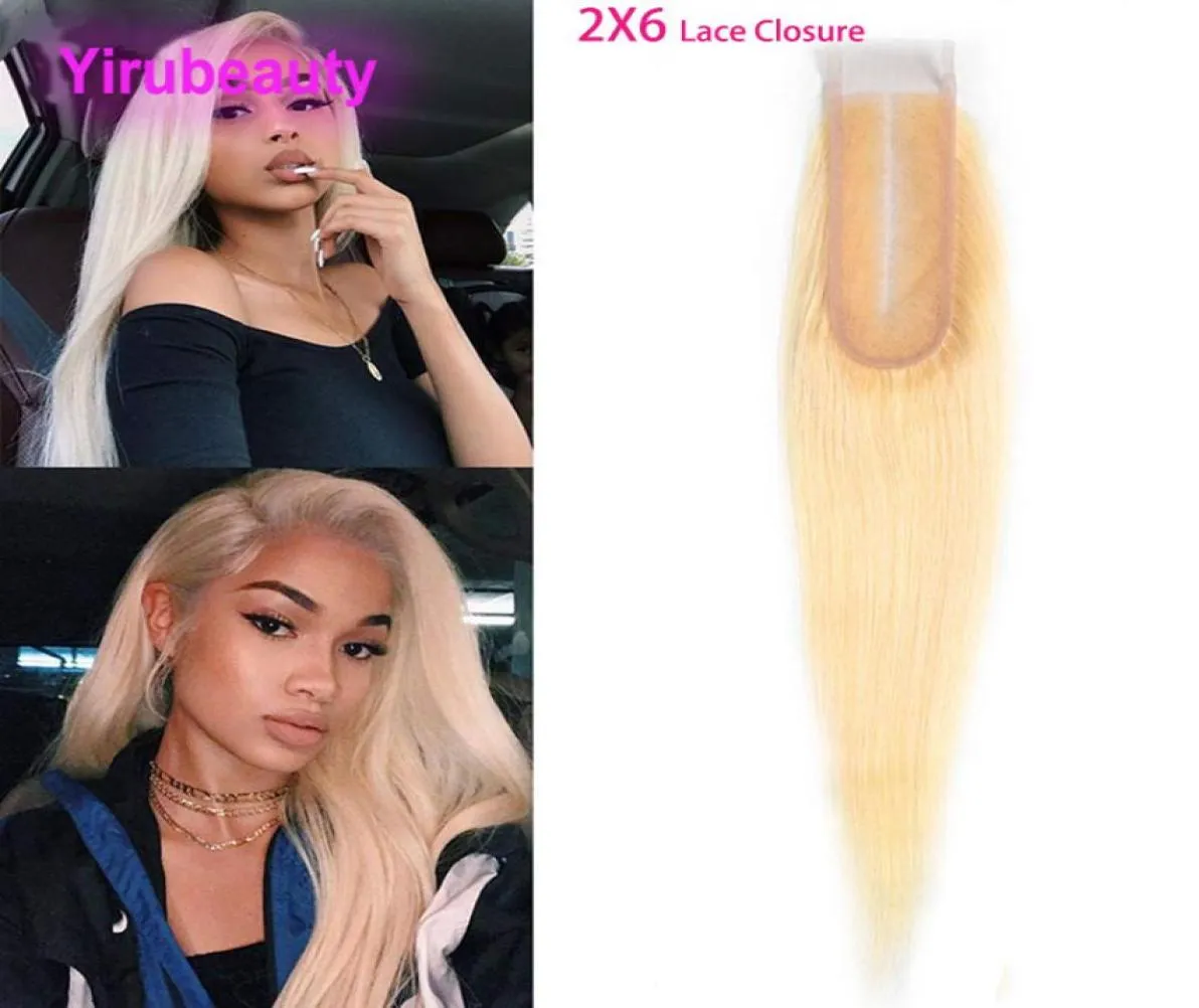 Brazilian Human Hair 2X6 Lace Closure Straight Middle Part 613 Blonde Silky 2 By 6 Closures Hair Products6030664