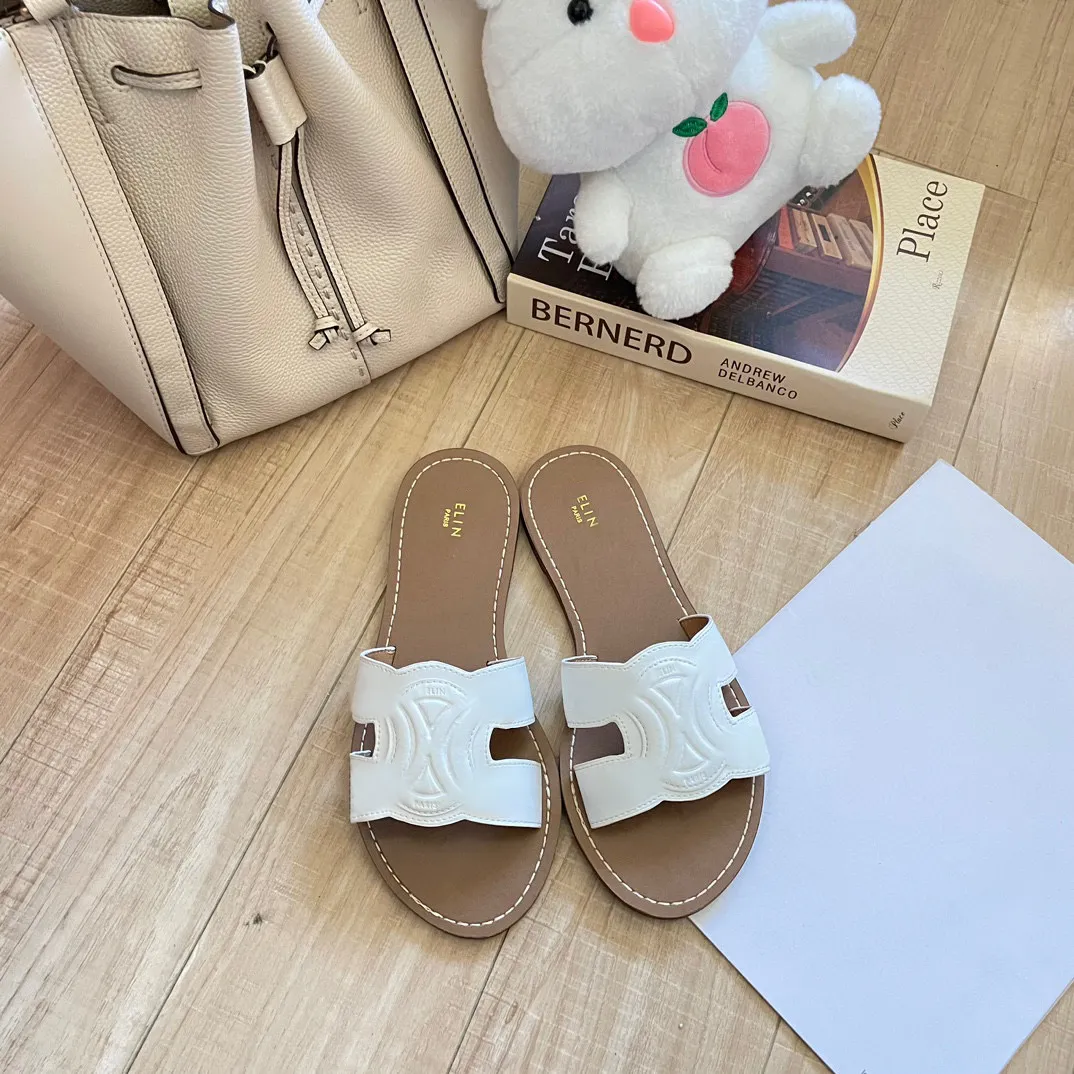 S Designer Slippers Zomer Strand Sandaal Platte Hak Dames Heren Slipper Zwart Wit Bruin Lederen Casual Schoenen Sliders Outdoor Sandale Mule Slides Cadeau met doos