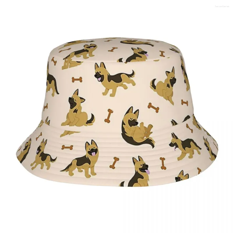 Berets Adorable berger allemand mignon chiot chien chapeau seau vocation escapade secoue merch pêcheur pour session de randonnée Packable