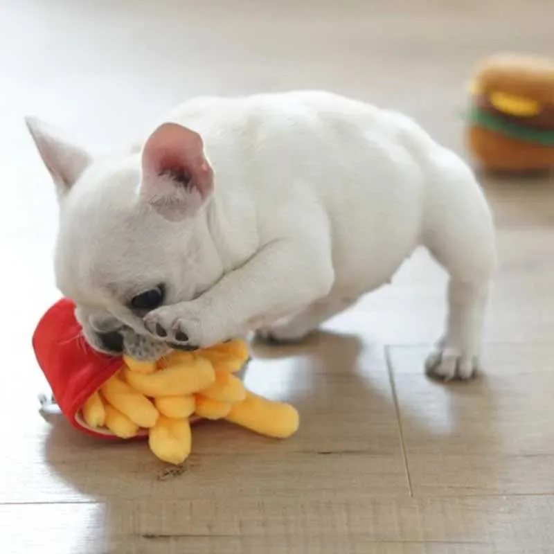 Jouets pour chiens à mâcher jouets pour chiens doux jouets en peluche pour chiens Hambuger chiot couineur jouet sonore Jouet Chien drôle chiot petits chiens Jouet interactif