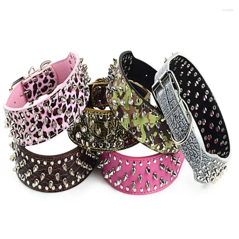 Dog Collars Spiked Studded Solid Pu Leather Pitbull Boxer Mastiff Breeds Pet Round Toe Nail Collar 5pcs/lot