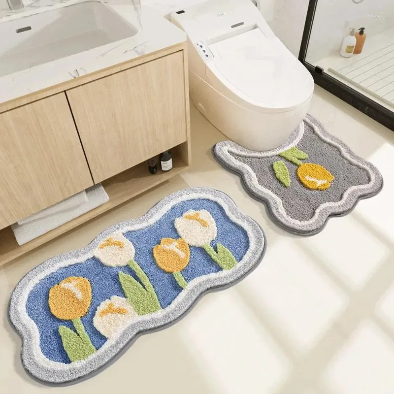Dywany łazienka bez poślizgu 3-częściowy zestaw nowoczesny minimalistyczny kwiat chłonny podłogę zagęszczona drzwi Wysoka jakość kąpieli