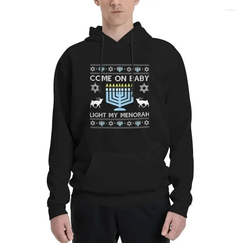 Bluzy męskie przychodzą na kochanie, mój menorah print bluza harajuku dużego kaptury z kapturem męskie ubrania unisex