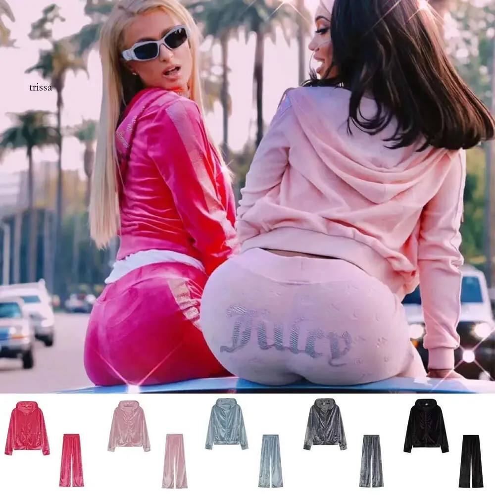 überfliegt zweiteiligen Hoodie Frühlings-Damen-Zweiteiler-Hosen Veet Juicy Trainingsanzug Damen-Couture-Set
