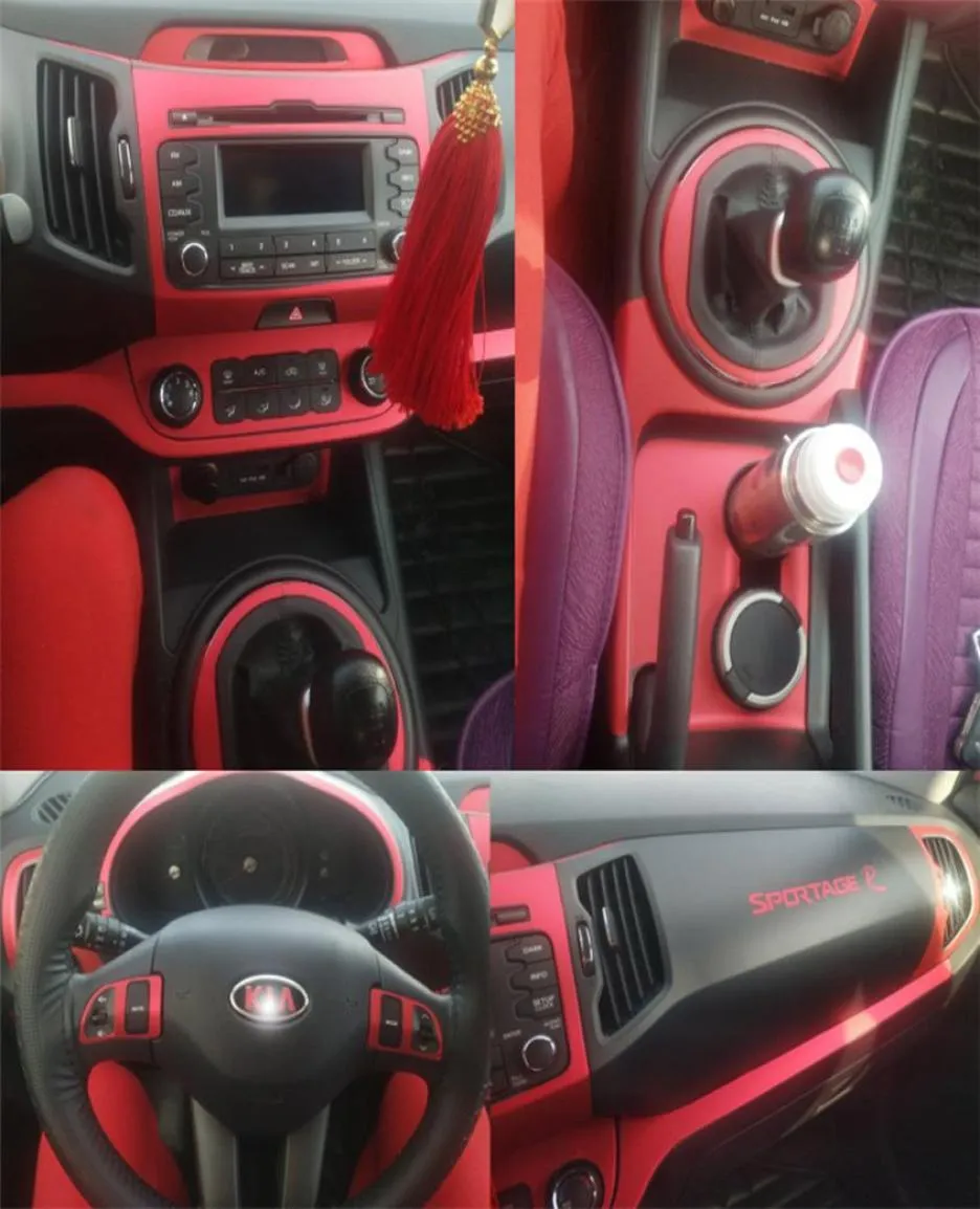 Para kia sportage r 2011-2017 interior painel de controle central maçaneta da porta 5 dcarbon fibra adesivos decalques estilo do carro cortado 5683339