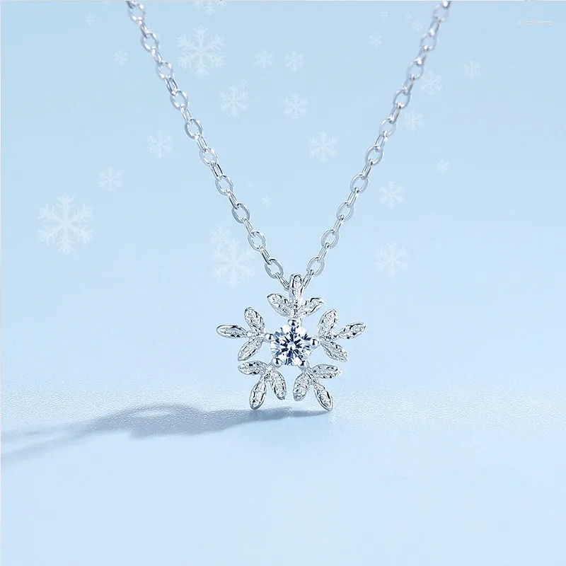 ペンダントVentfille 925 Sterling Silver Rhinestone Snowflake PendantsChecklaces Pure Chain Necklace Jewelry Wholesale