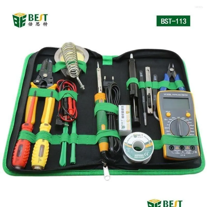 Professional Hand Tool Sets 16 In 1 Household With Screwdrivers Soldering Iron Mtimeter And Tweezers For Phone Laptop Pc Repair Drop Dhm03