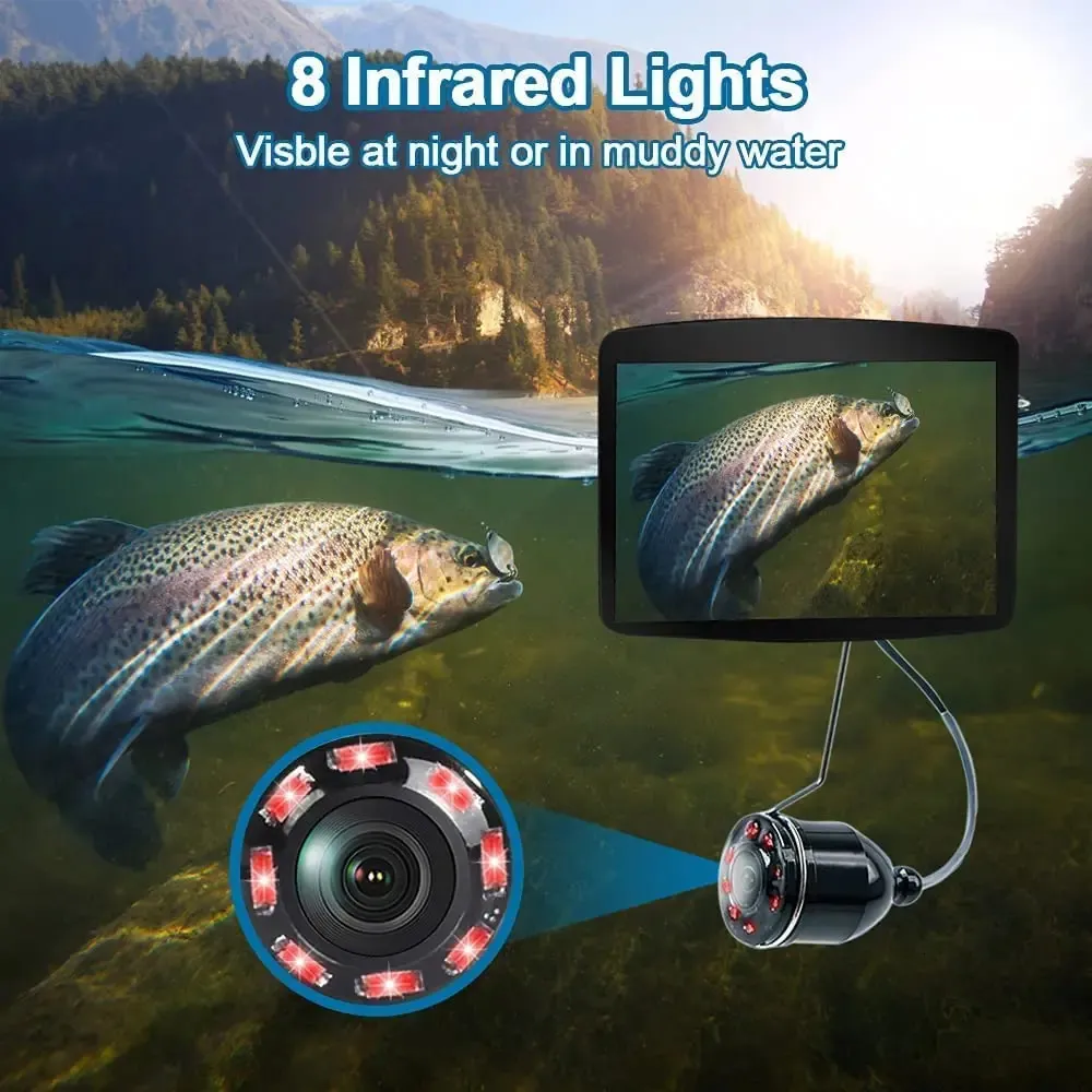 HD 1000TVL Ice Fishing Underwater Camera 43 Inch IPS Screen Fish