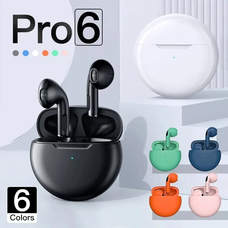 Pro 6 TWS Wireless Headphones with Mic Fone Bluetooth In Ear Earphones Sport Earbuds Running Pro6 Headset for IPhone Xiaomi Mobile Smart Phone