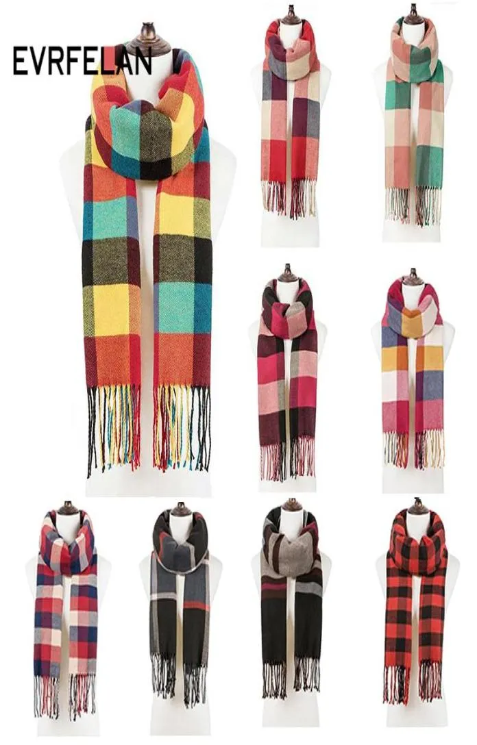 Scarves Evrfelan Brand Designer Scarf Women Luxury Winter For Men Plaid Long Ladies Knit Shawl 60 Style Female1708632