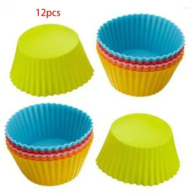 Bakformar 12st silikonkakor mögel runda muffin cupcake foder dessert choklad cup q1ja