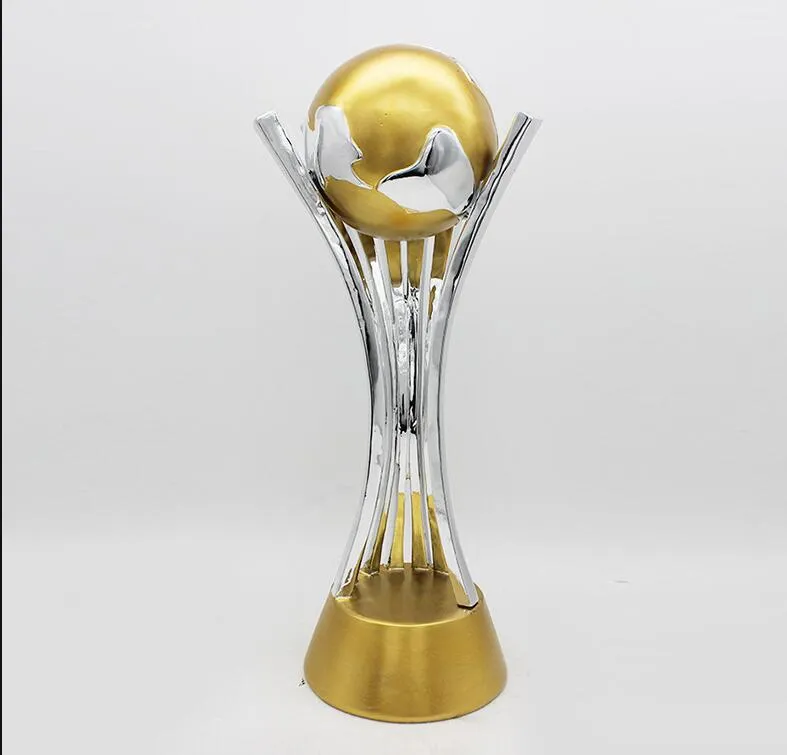 Trophée du monde du Club en résine plaqué or et argent, coupe artisanale de football, Fans de football pour Collections et souvenirs, taille 41.5cm