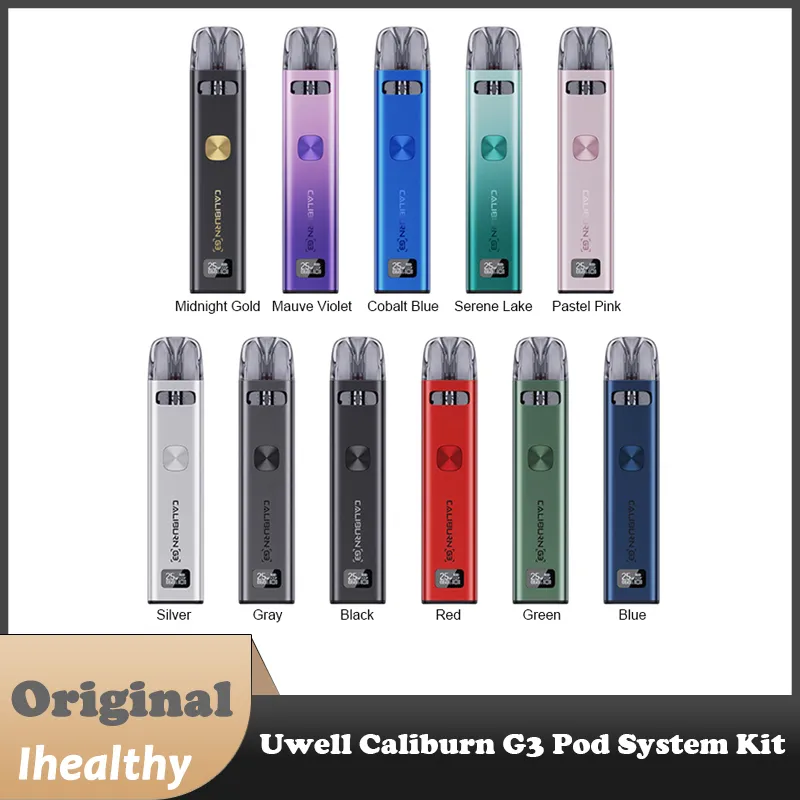 Original Uwell Caliburn G3 POD System Kit 25W 900mAh Batteri 2,5 ml patron 0,6/0,9Hm G3 Integrerad spole E Cigarettförångare