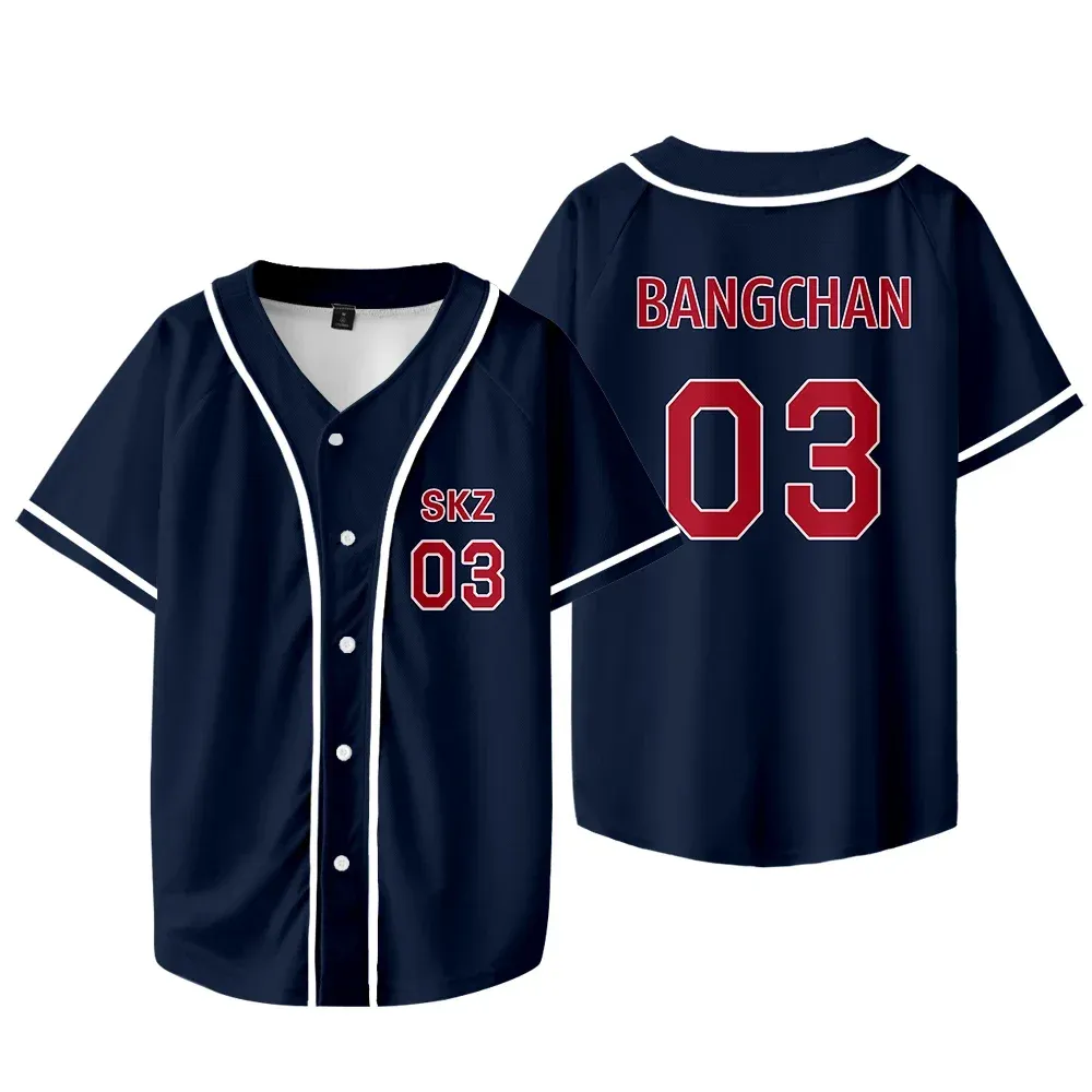 Wholesale Stray Kids SKZ Baseball Jersey T Shirt – Short Sleeve