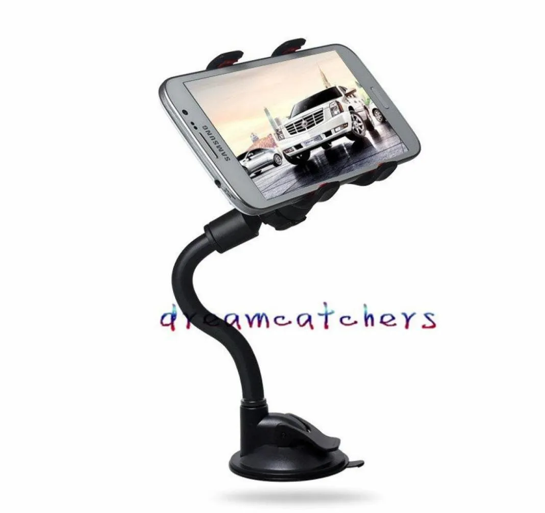 Universal Long Arm 360 -graders roterande bil Vindrutan Flexibel sugkoppmonteringstativ Holder Swivel för iPhone Samsung LG Cell PH6377616