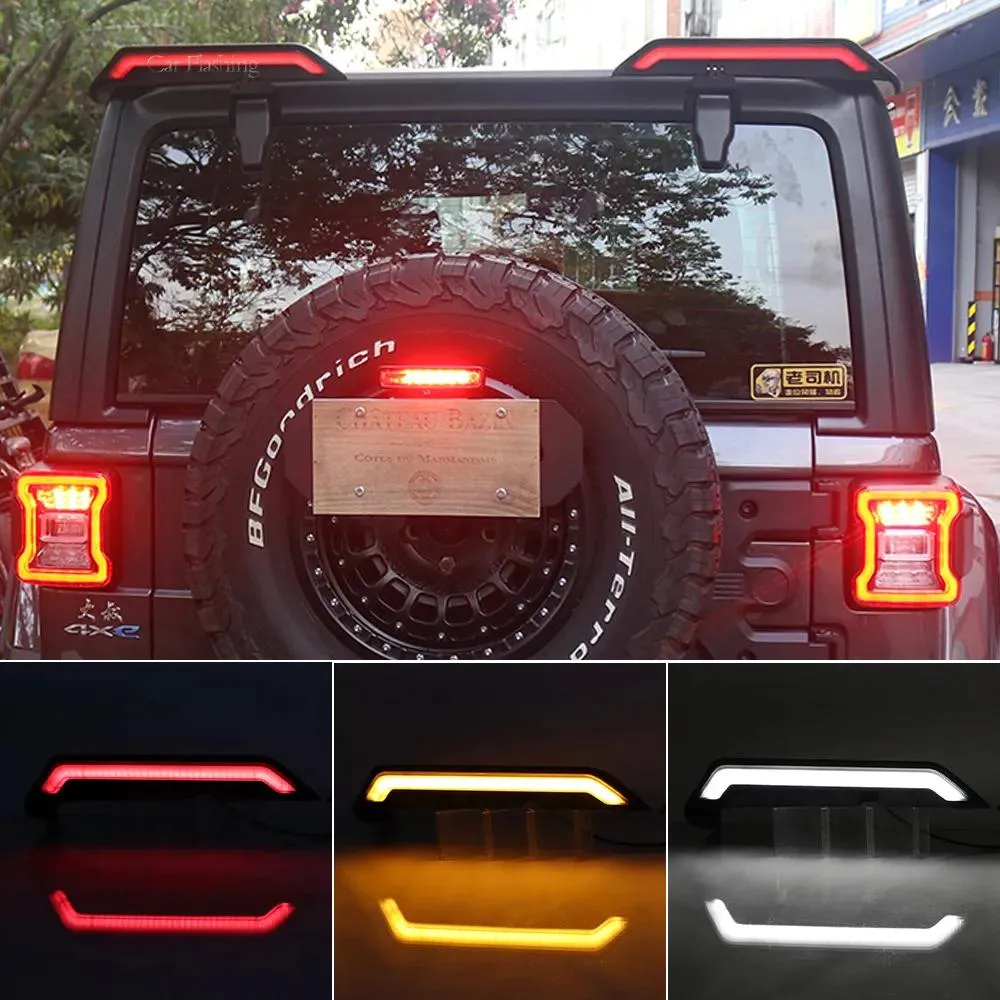 Lights Car Tylne dachowe skrzydło Dach Splitter Spoiler Tail Ton Tailplane Turn Sygnał Hamurek dla Jeep Wrangler JK 20072023 BJ40