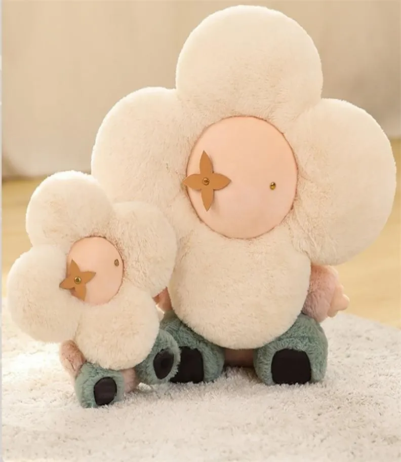 Bambole di peluche Testa del bambino Corpo umano Giocattolo farcito Fiore carino Cuscino Bambini Figura bambola per bambini Ragazze Regalo di compleanno 2211095147525