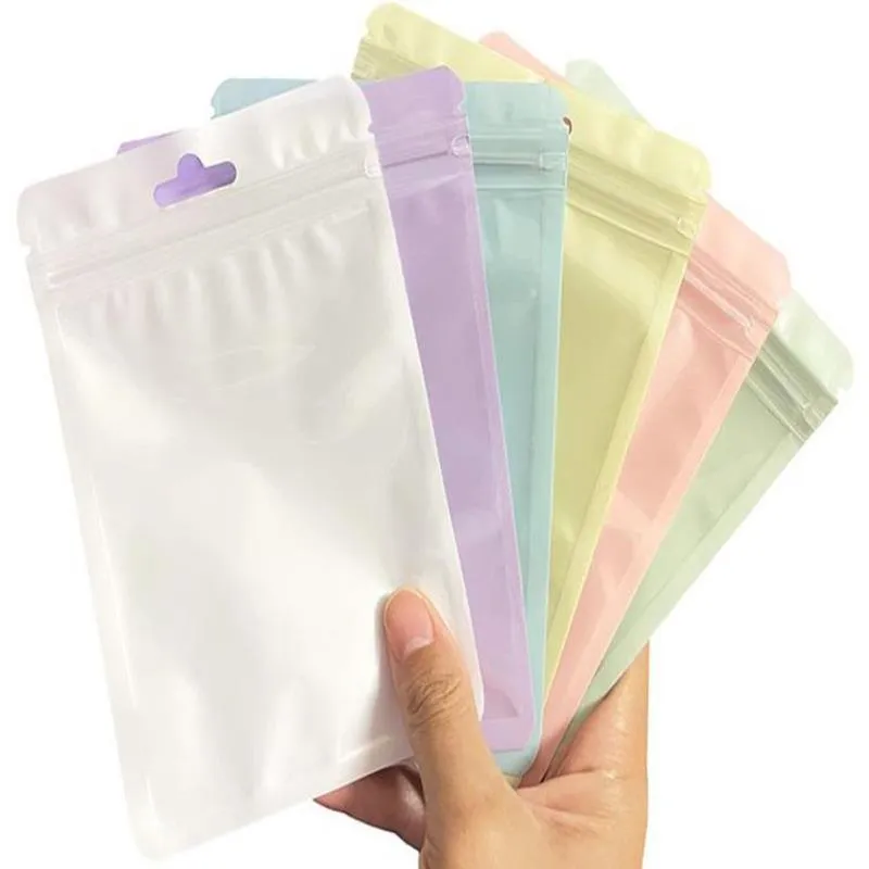 100pcs sacs d'emballage refermables sacs en plastique Mylar avec fenêtre transparente pour grains de café thé séché emballage sacs en papier d'aluminium Qvxvj