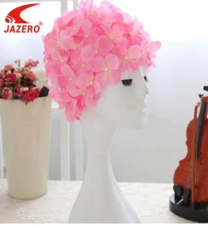 JAZERO Elastic Waterproof Flowers Design Swimming Cap For Women Long Hair Water Sports Cute Hat Swimming Pool Protect Ears2792242