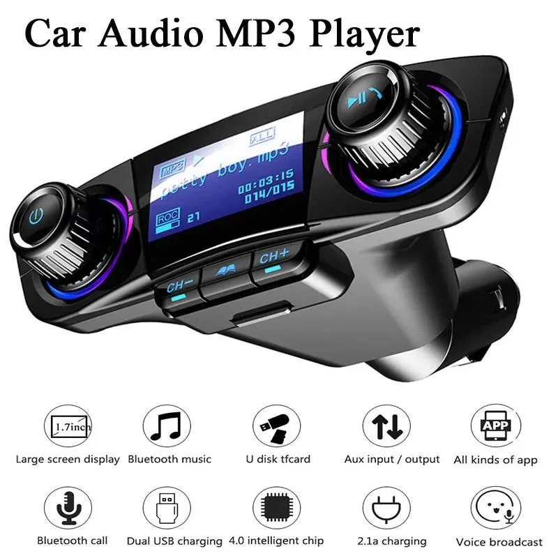 Kit Car FM nadajnik bezprzewodowy Bluetooth Hando Free Kit Auto Aux Modulator Mp3 Player TF Dual USB 2 1A zasilanie na wyświetlacz Audio 3471