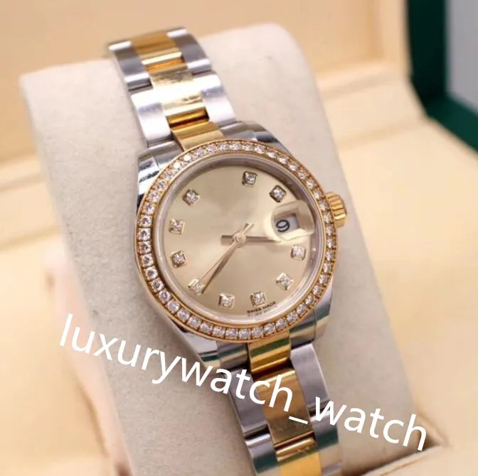 Classic Luxury Diamond Womens Watches 69138 279383 26mm Black Dial Sapphire Glass Yellow Gold Stainless Steel Bracelet With Box