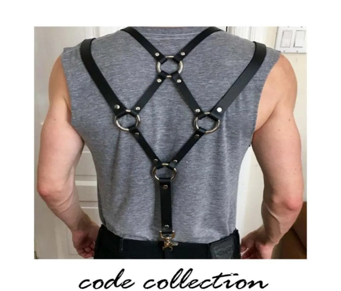 Vintage Rétro En Cuir Bretelles Mâle Bretelles Ceinture Pour Hommes Femmes Jupe Unisexe Bavoir Court Crochet Loisirs Punk Reliure Bande Sexy Dark4573579