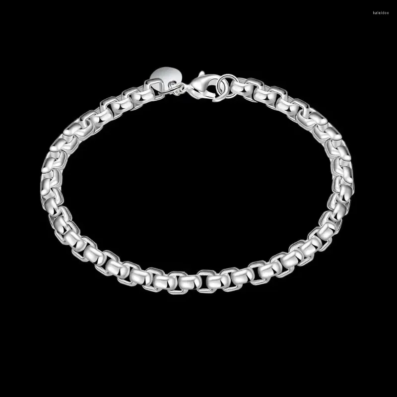 Charm Armbänder 2024 Modeschmuck 925 Sterling Silber Runde Gitterkette Armband Für Frauen Männer Hochzeit Verlobung