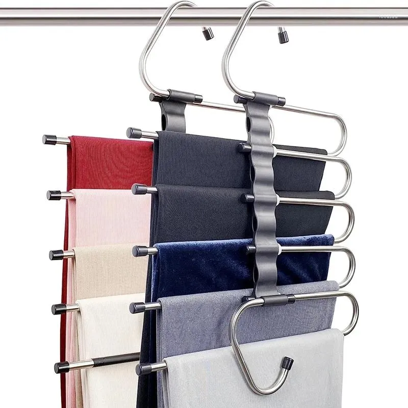 Hängbyxor utrymme sparande - 2 pack för garderob flera lager multifunktionella användningar hållbara