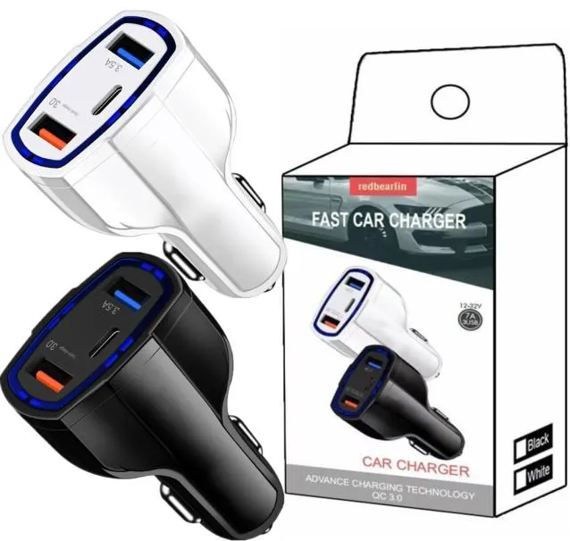 7A 35W USB C Автомобильное зарядное устройство для быстрой зарядки типа C QC 30 PD USB-адаптер питания с розничной коробкой для Iphone 7 8 11 12 13 pro Samsu5339855