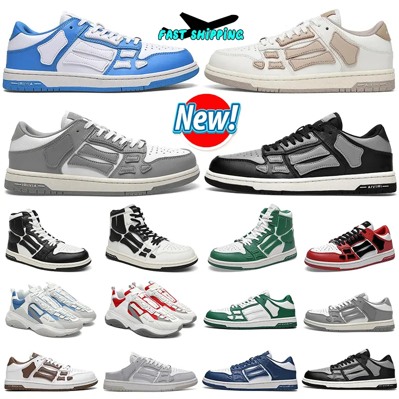 met doos Designer casual schoenen Skelet Bones Runner Dames Heren Sportschoenen Sneakers Skel Lage loopschoenen Echt leer Veterschoenen Trainer